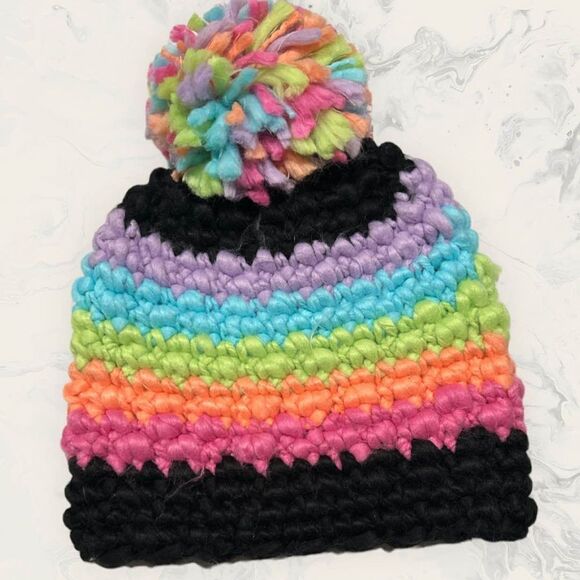 NWT Nordstrom BP. Bundle: multicolor Knit Beanie, Black Beanie and Purple Head B - Picture 2 of 4